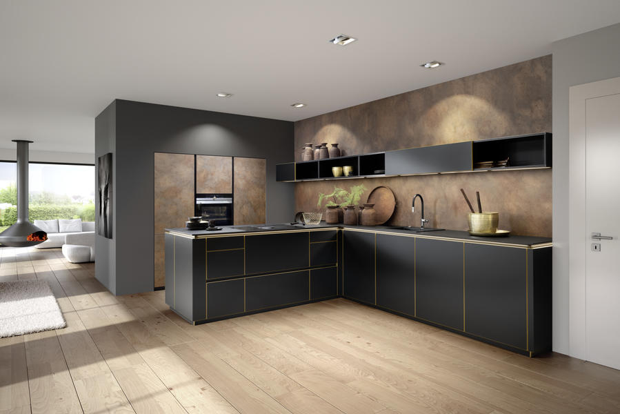 Handleless_FLAIR_Black_combined_with_FERRO_in_Corten_steel